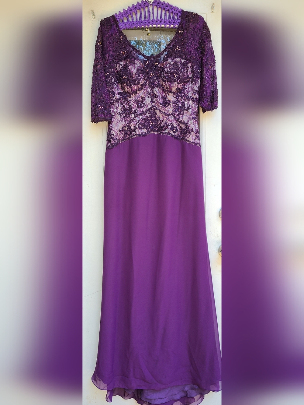 May Queen Purple Lace Maxi Evening/Wedding Dress